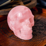 Hollow Carving Rose Quartz Skull 4"