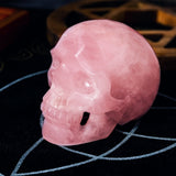 Hollow Carving Rose Quartz Skull 4"