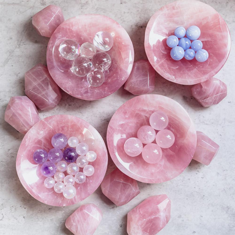 Rose quartz bowl