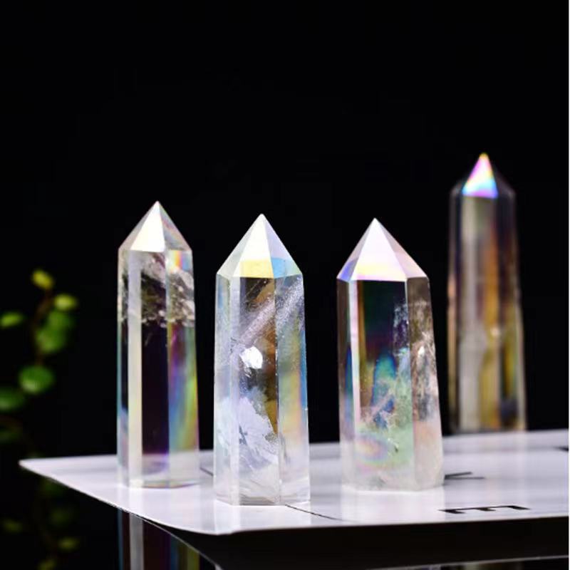Aura clear quartz point