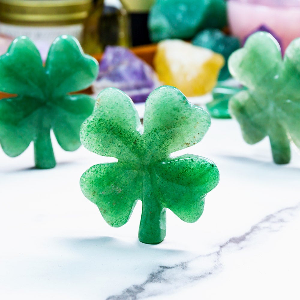 Green Strawberry Quartz  Leaf Clover