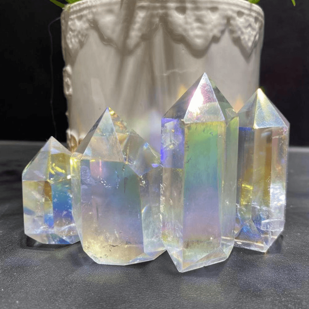 Aura clear quartz point